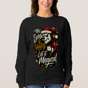 Women's Cozy Christmas Bear DJ Festive Holiday Gif Sweatshirt