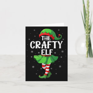 Womens Crafty Elf Christmas Girls Women Elf Squad Card