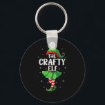 Womens Crafty Elf Christmas Girls Women Elf Squad  Key Ring<br><div class="desc">Womens Crafty Elf Christmas Girls Women Elf Squad Xmas Family V-neck</div>