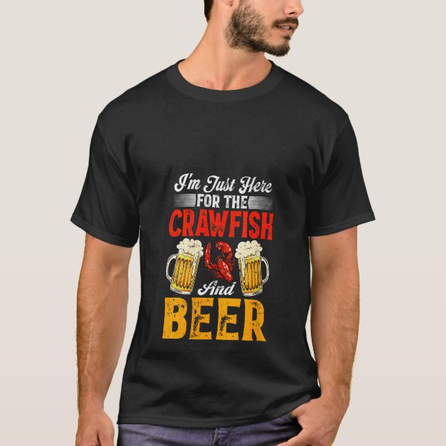 Womens Crawfish With Beer Drinking Funny Graphic A T-Shirt (Front)