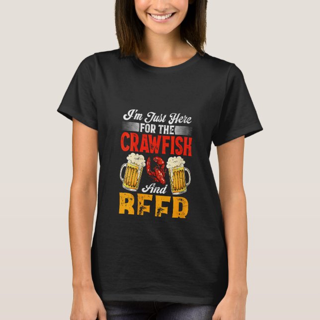 Womens Crawfish With Beer Drinking Funny Graphic A T-Shirt (Front)