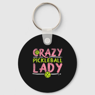 Womens crazy pickleball lady funny pickle ball key ring