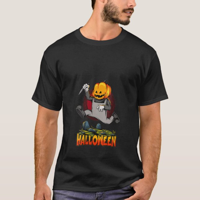 Womens Crazy Pumpkin Head Zombie Knife Tombstone H T-Shirt (Front)