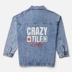 Womens Crazy Tile Lady For A Mahjong Lady Denim Jacket