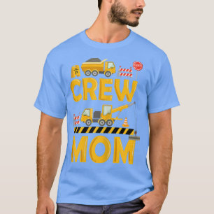 Womens Crew Mum Birthday Boy construction site fam T-Shirt