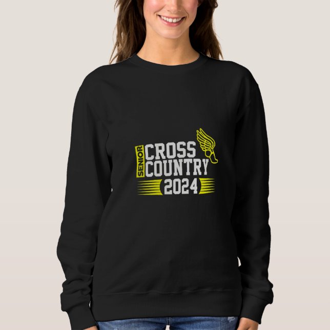 Womens Cross Country 2024 Senior Running Team Yell Sweatshirt (Front)