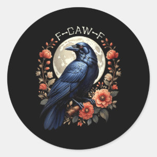 Womens Crow Funny Raven Moon Humour Nature Graphic Classic Round Sticker