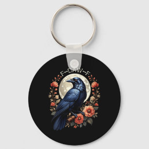 Womens Crow Funny Raven Moon Humour Nature Graphic Key Ring