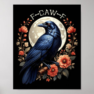 Womens Crow Funny Raven Moon Humour Nature Graphic Poster