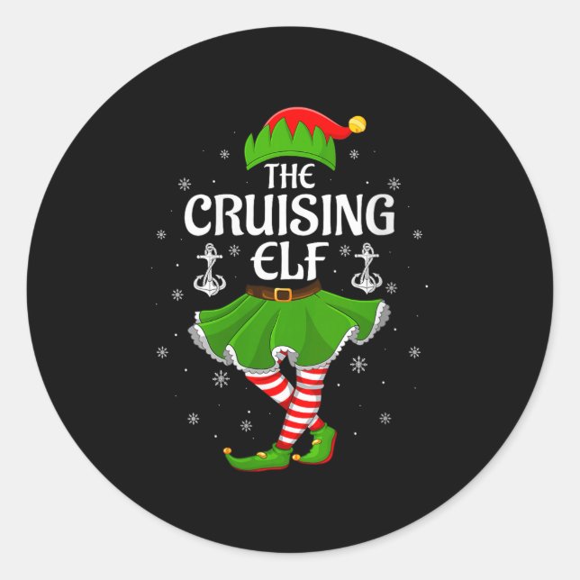 Womens Cruising Elf Christmas Family Girls Women E Classic Round Sticker (Front)