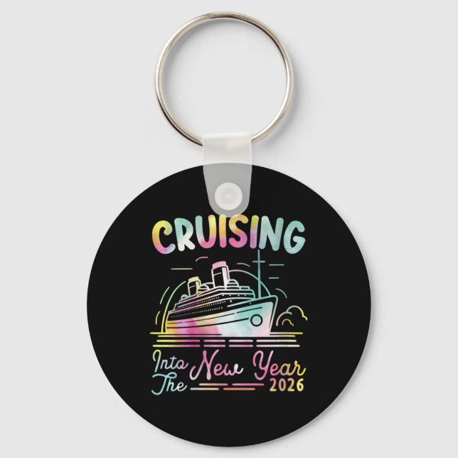 Womens Cruising Into New Year 2026 Countdown Party Key Ring (Front)