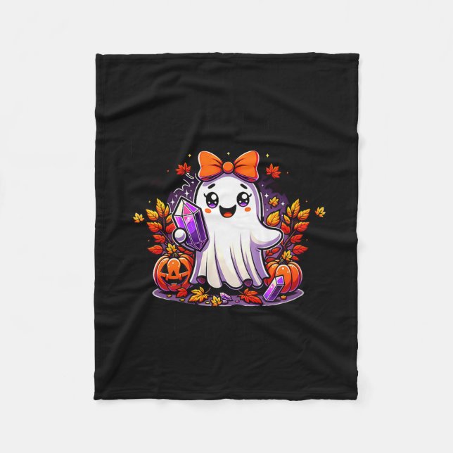 Womens Crystals Halloween Ghost Trendy Soky Bats N Fleece Blanket (Front)