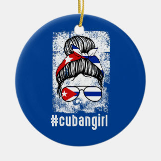Womens cuban girl Cuban Cuba girl  Ceramic Tree Decoration