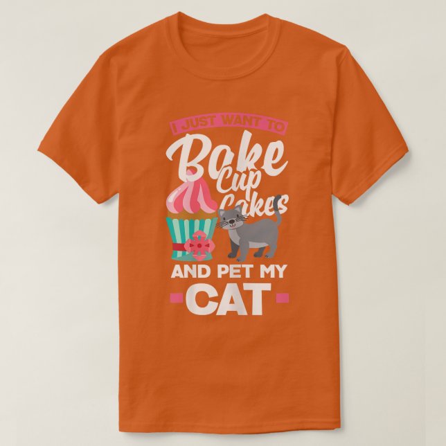 Womens Cupcake Baking Cat Owner T-Shirt (Design Front)