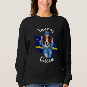 Womens Curacao Taurus Queen Of Curacao Flag Zodiac Sweatshirt