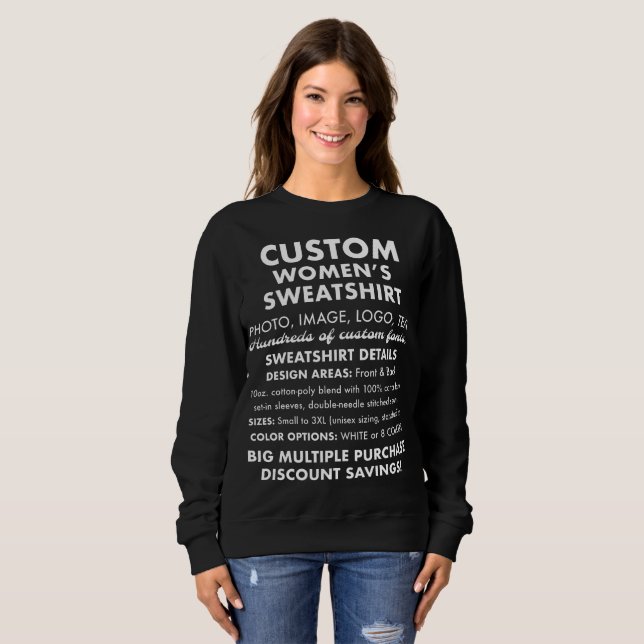 Women's Custom Personalised Black Sweatshirt (Front Full)