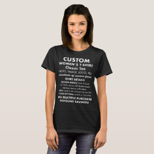 Women's Custom Personalised Classic Black T-Shirt