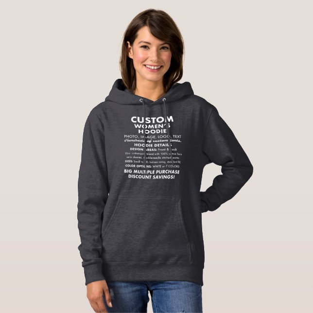 Women's Custom Personalised Grey Hoodie - 8 Colour (Front Full)