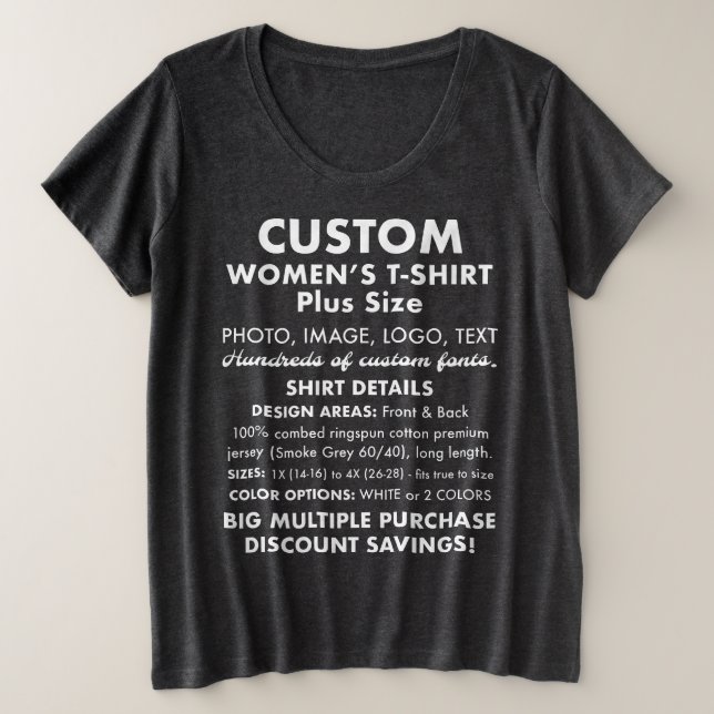Women's Custom Personalised Plus Size T-Shirt (Design Front)