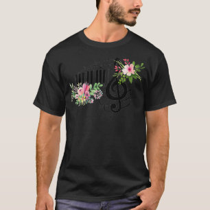Womens cut music teacher  with a Piano Keys Notes  T-Shirt