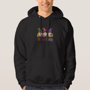 Womens Cute 5th Grade Teacher With Leopard Gnome M Hoodie