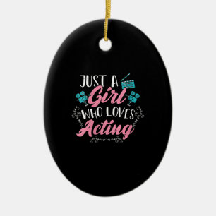 Womens Cute Actor Just A Girl Who Loves Acting Ceramic Tree Decoration