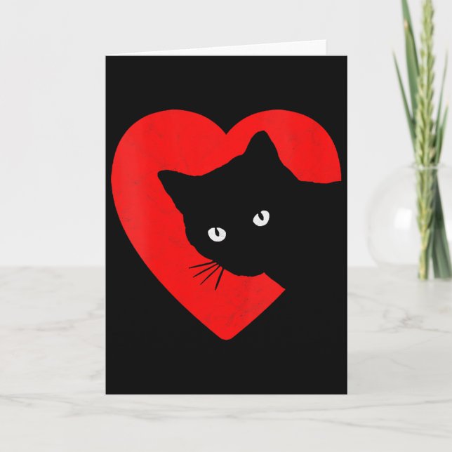Womens Cute &amp; Funny Cat Valentines Heart Graph Card (Front)