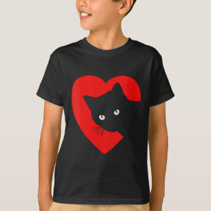 Womens Cute & Funny Cat Valentines Heart Graph T-Shirt