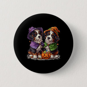 Womens Cute Bernese Mountain Dogs Witch Pumpkin 6 Cm Round Badge