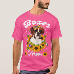 Womens Cute Boer Dog Mum Sunflower Mothers Day T-Shirt