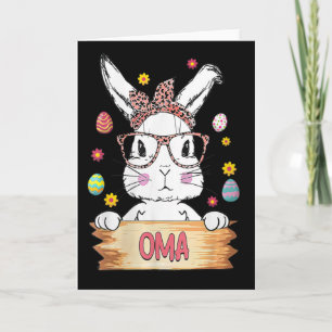 Womens Cute Bunny Face Leopard Print Gles Oma East Card
