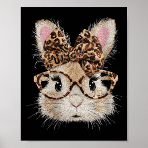 Women's Cute Bunny Rabbit Face Leopard Coquette Bo Poster