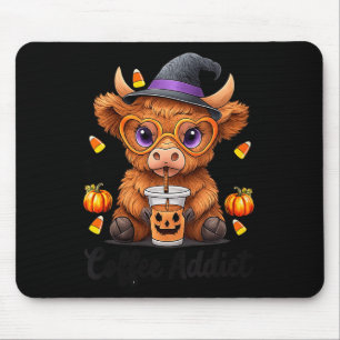 Womens Cute Cow Drinking Coffee Halloween Art V-ne Mouse Pad