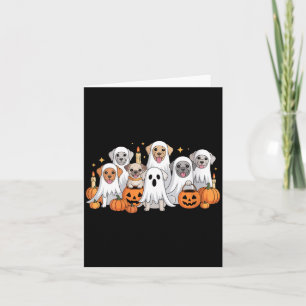 Womens Cute Dog Dressed As Ghost Funny Dog Card