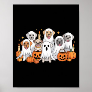 Womens Cute Dog Dressed As Ghost Funny Dog Poster
