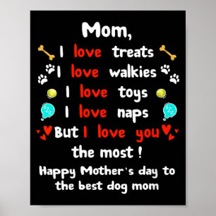 Womens cute dog mum mothers day, happy mothers day poster