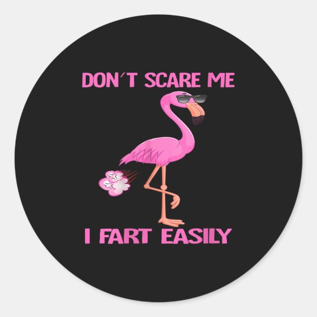 Womens Cute Don't E Me I Fart Easy Fart Joke Flami Classic Round Sticker (Front)