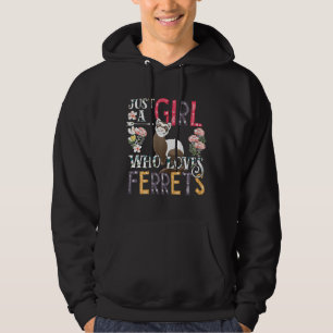 Womens Cute Ferret Just A Girl Who Loves Ferrets Hoodie