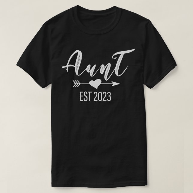 Womens Cute Funny Christmas New Aunt Est 2023 T-Shirt (Design Front)