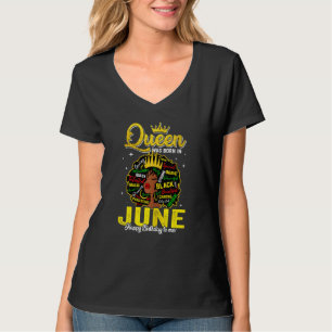 Womens Cute Girls Women Queen Was Born In June Bla T-Shirt