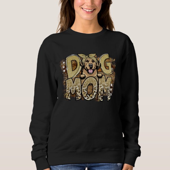 Womens Cute Golden Retriever Mom Leopard Dog  Moth Sweatshirt (Front)