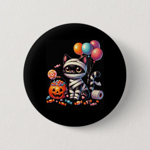 Womens Cute Halloween Black Cat Pumpkin Trick Or 6 Cm Round Badge