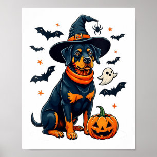 Womens Cute Halloween Rottweiler Dog V-neck _1 Poster