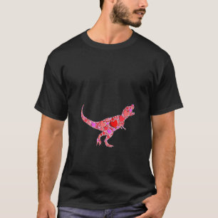 Womens Cute Hearts Dinosaur Funny Animals Valentin T-Shirt