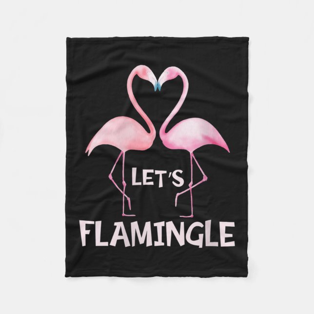 Womens Cute Let's Flamingle Nk Flamingo Summer Lov Fleece Blanket (Front)