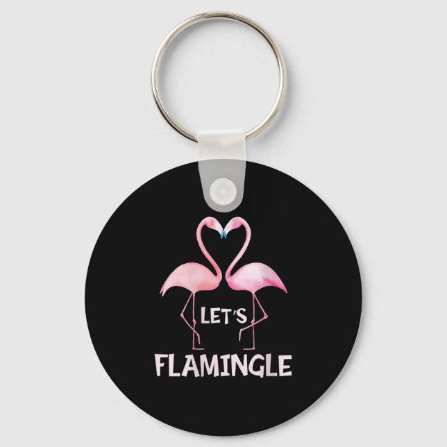 Womens Cute Let's Flamingle Nk Flamingo Summer Lov Key Ring (Front)