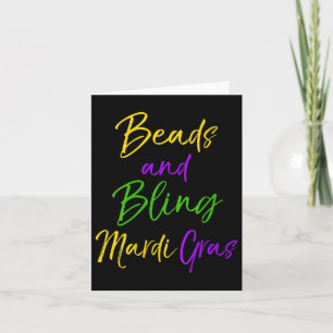Womens Cute Mardi Gras Party Quote Gift Beads And  Card