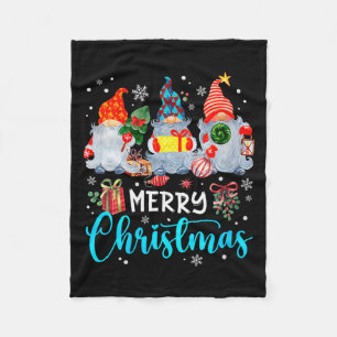 Womens Cute Merry Christmas Gnome Snowflakes Xmas  Fleece Blanket