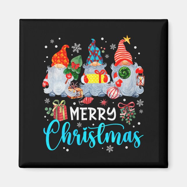Womens Cute Merry Christmas Gnome Snowflakes Xmas  Magnet (Front)