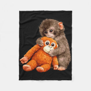 Women's cute monkey punch japanese baby monkey fleece blanket